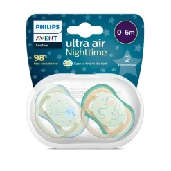 Philips Avent - Chupetes ultra air noche 0-6 meses estrella/pájaro
