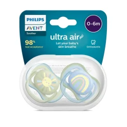 Philips Avent - Chupetes ultra air 0-6 meses azul/verde (2 unidades)