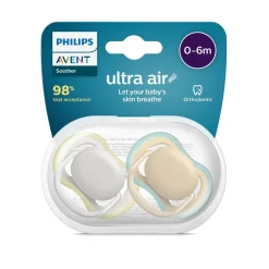 Philips Avent - Chupetes ultra air 0-6 meses gris/marrón