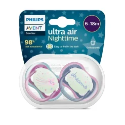 Philips Avent - Chupetes ultra air night time 6-18 meses estrellas y sueños