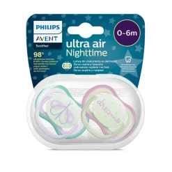 Philips Avent - Chupetes ultra air night time 0-6 meses decoración mariposa/sueños