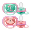 Philips Avent - Chupetes Ultra Air verde y rosa +18 meses