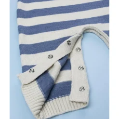 Pijama de bebé a rayas beige y azul