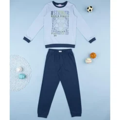 Pijama dos piezas niño azul noche soccer
