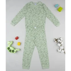 Pijama dos piezas niño verde dinosaurios