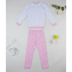 Pijama dos piezas para niña gris y rosa con unicornios