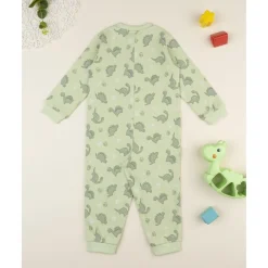 Pijama enterizo verde con estampado de dinosaurios para niño