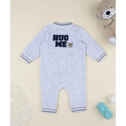 Pijama entero de terciopelo gris con parche
