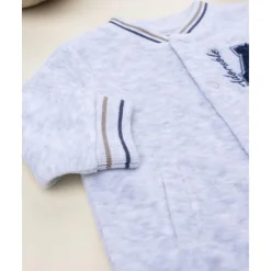 Pijama entero de terciopelo gris con parche