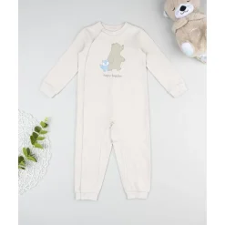 Pijama entero niño beige con oso