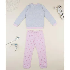 Pijama gris y rosa con bailarina para niña