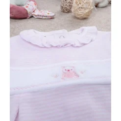 Pijama niña rosa con osito bordado
