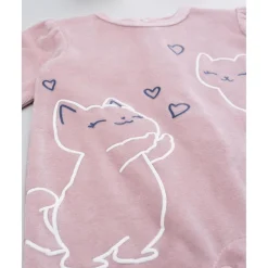 Pijama niña rosa de terciopelo con gatitos