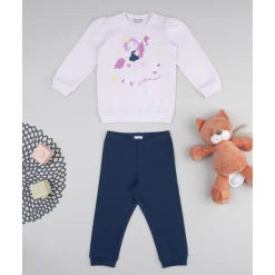Pijama niña rosa y azul unicornios