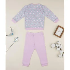 Pijama niña rosa y gris con unicornios