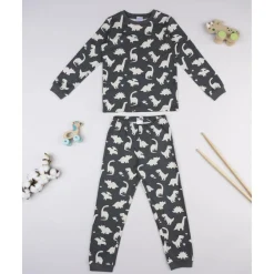 Pijama niño gris oscuro Dino