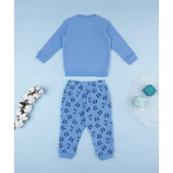 Pijama polar azul de niño con panda
