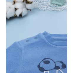 Pijama polar azul de niño con panda