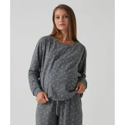 Pijama premamá gris con estampado