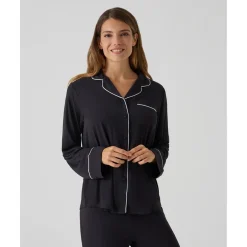 Pijama premamá negro de dos piezas con bolsillo