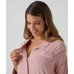 Pijama premamá rosa con bolsillo