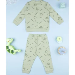 Pijama verde de dinosaurios para niño
