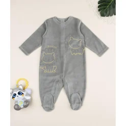 Pijama verde oscuro de terciopelo con leoncitos