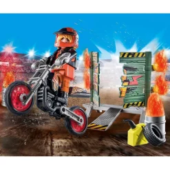 Playmobil - Pack inicial Playmobil Stunt Show: Moto y pared de fuego ㅤ