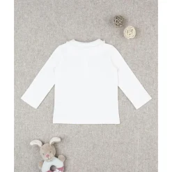 Polo blanco de niña de manga larga