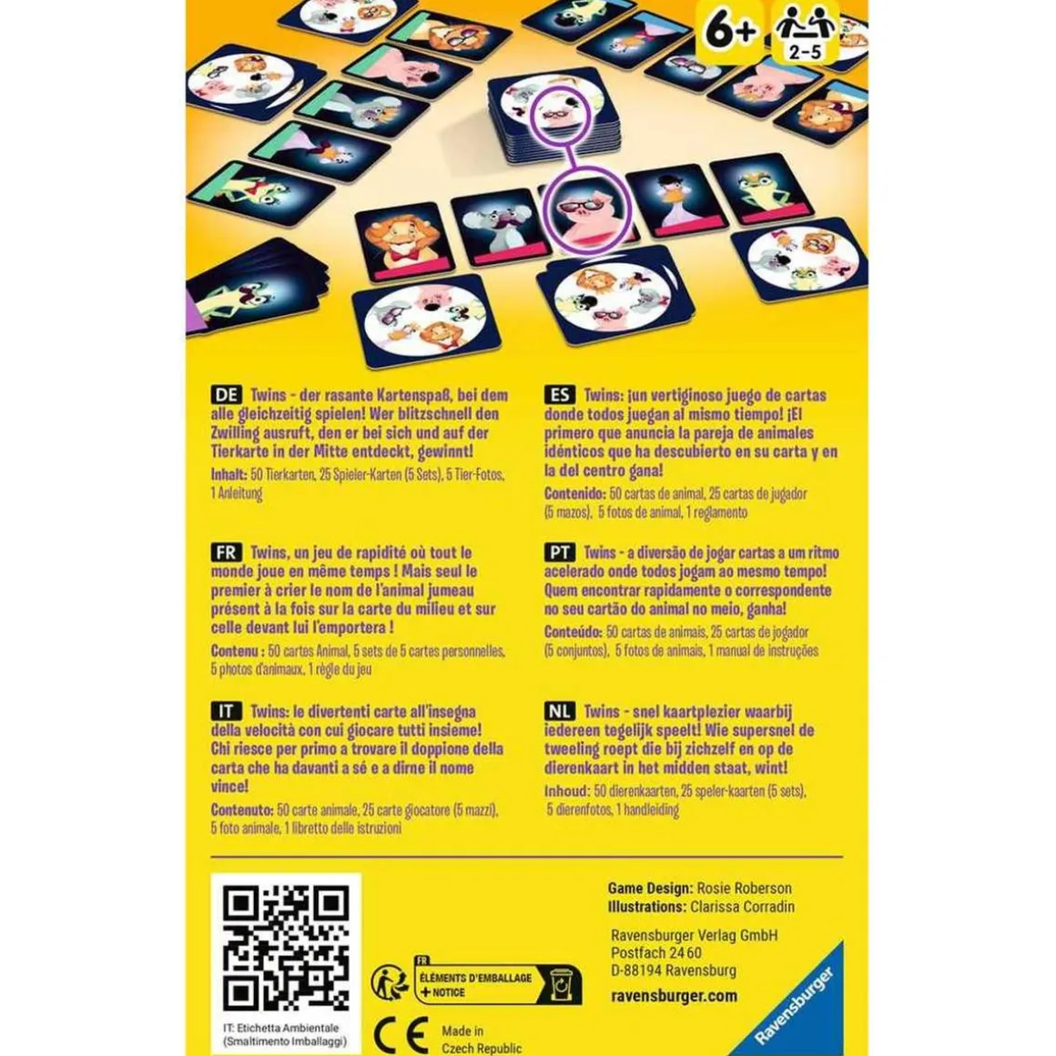 Ravensburger - Juego de cartas Twins para 2-5 jugadores, versión de viaje ㅤ