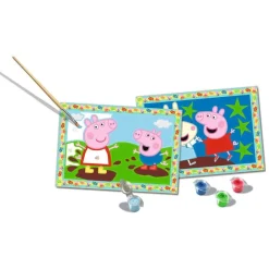 Ravensburger - Peppa Pig - Kit para pintar por números con dos tablas preimpresas y pincel ㅤ