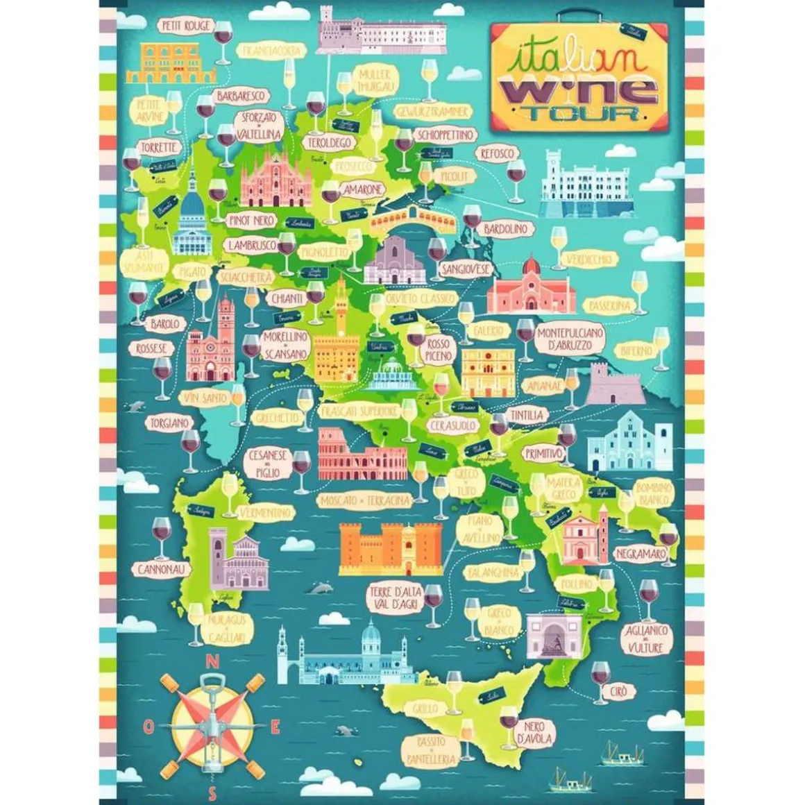 Ravensburger - Puzzle mapa de vinos de Italia, 1000 piezas ㅤ