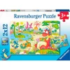 Ravensburger - Puzzle 2x12 pzs Dinosaurios juguetones
