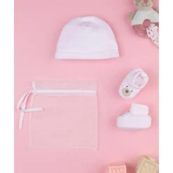 Set de Gorro y Patucos para Bebé Niña en Rosa