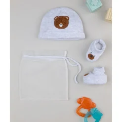 Set de Gorro y Patucos para Bebé Niño en Gris
