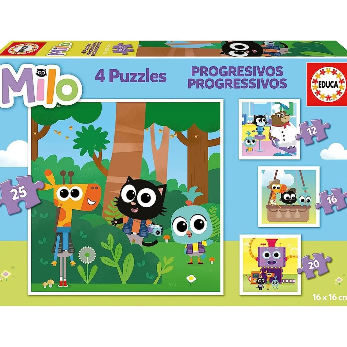 Set de puzzles infantiles progresivos de 12 a 25 piezas, medidas: 16 x 16 cm ㅤ