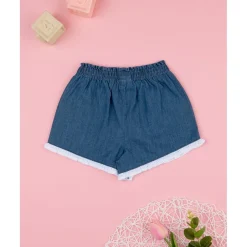 Shorts de chambray/sangallo para niña
