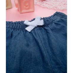 Shorts de chambray/sangallo para niña