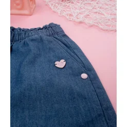Shorts de chambray/sangallo para niña