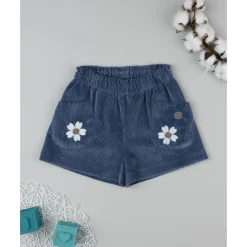 Shorts niña azul con flores