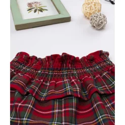 Shorts niña tartán rojo con volante