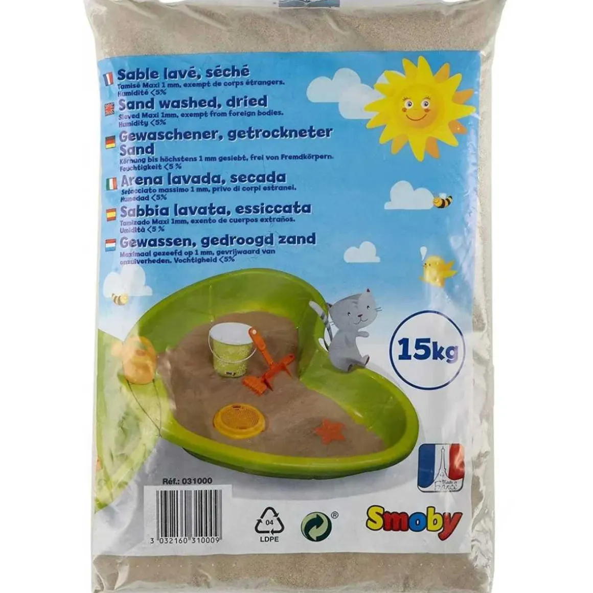 Smoby - Bolsa de arena fina 15kg para areneros, lavada y seca ㅤ