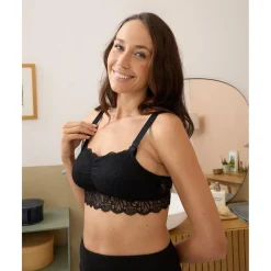 Sostén de lactancia de encaje negro