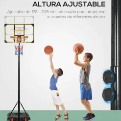 Sportnow - Canasta de baloncesto altura ajustable de 178-208 cm Amarillo y Negro