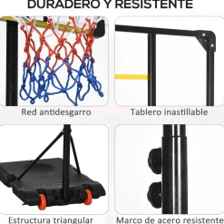 Sportnow - Canasta de baloncesto altura ajustable de 178-208 cm Amarillo y Negro