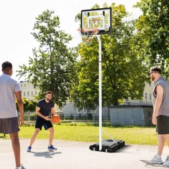 Sportnow - Canasta de baloncesto altura ajustable de 260-305 cm Blanco