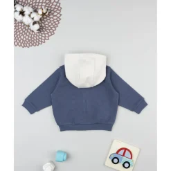 Sudadera azul con capucha y estampado para niño