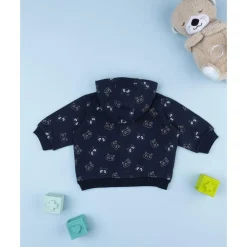 Sudadera azul con capucha para niño con estampado allover