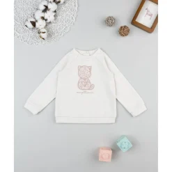Sudadera blanca de niña con gato