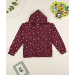 Sudadera burdeos con estampado de flores para niña
